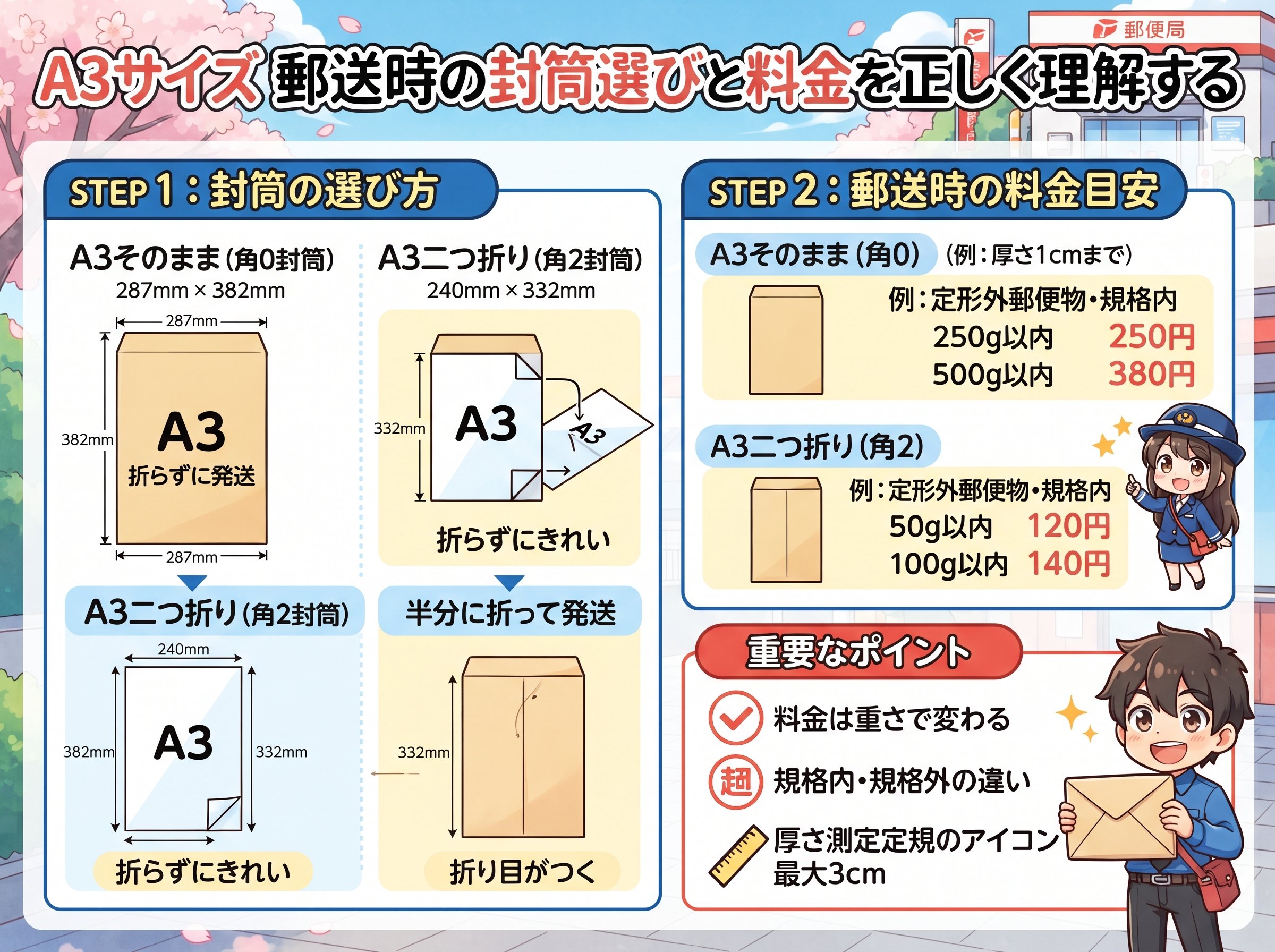 a3 サイズ・郵送時の封筒選びと料金を正しく理解する