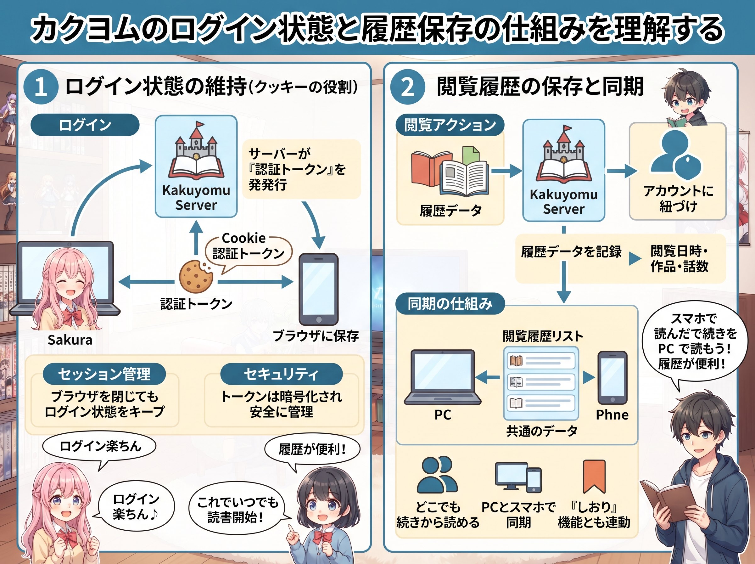 カクヨムのログイン状態と履歴保存の仕組みを理解する
