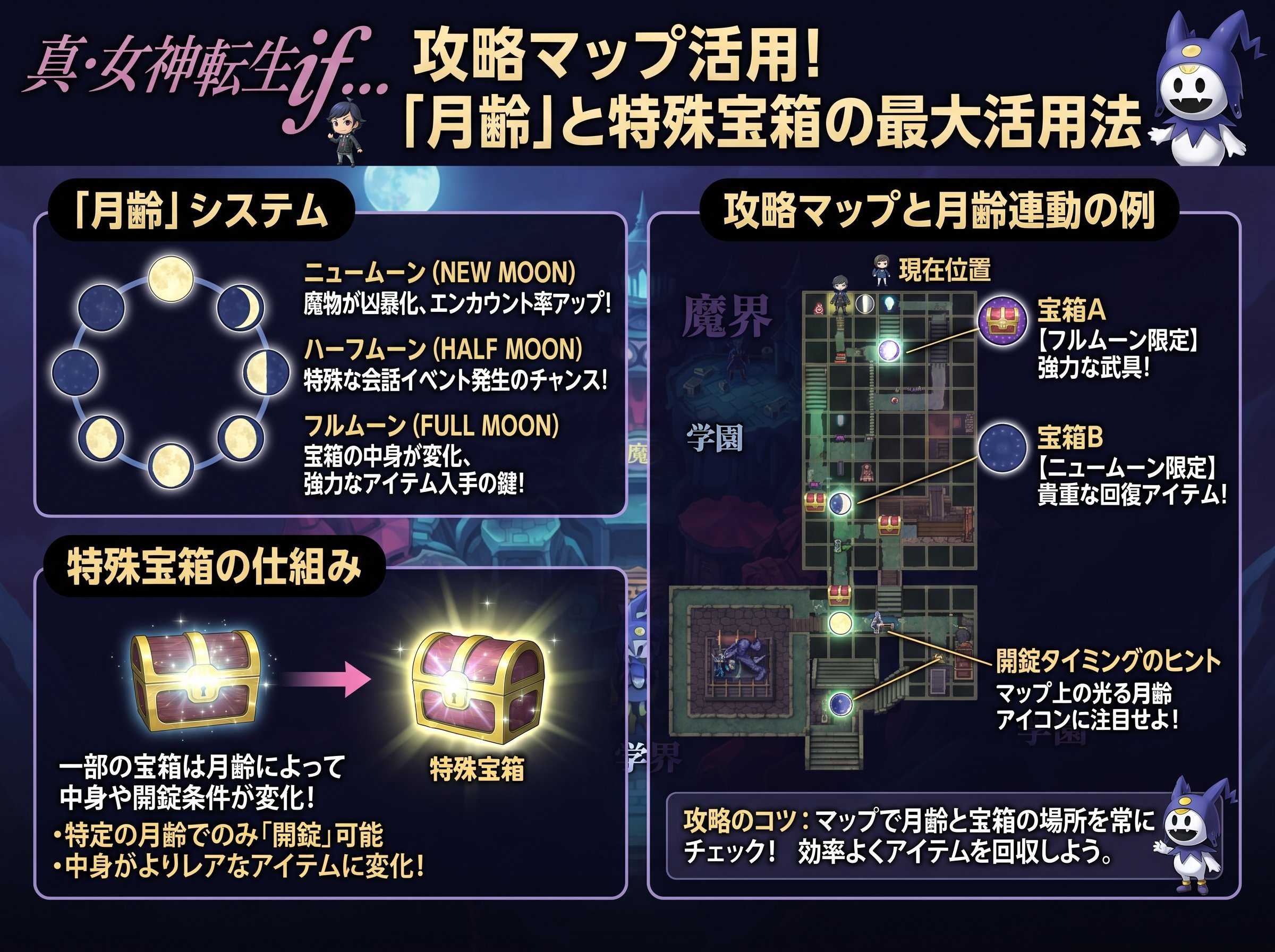 真・女神転生ifの攻略マップを活用した「月齢」と特殊宝箱の最大活用法